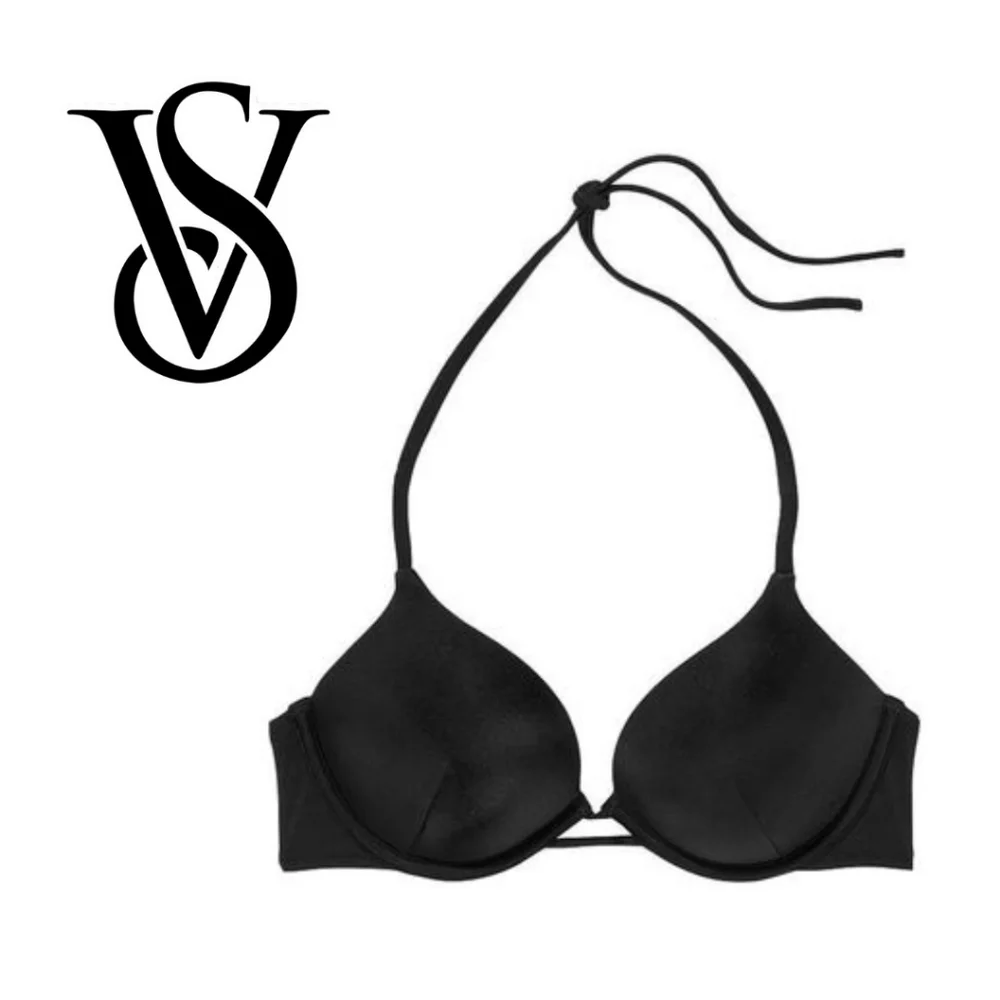 NEW! VICTORIA'S SECRET SWIM- Swim Bikini Top- BLACK - Picture 1 of 4